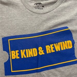 New Blockbuster vintage Tshirt with Blue and Yellow original logo, size medium